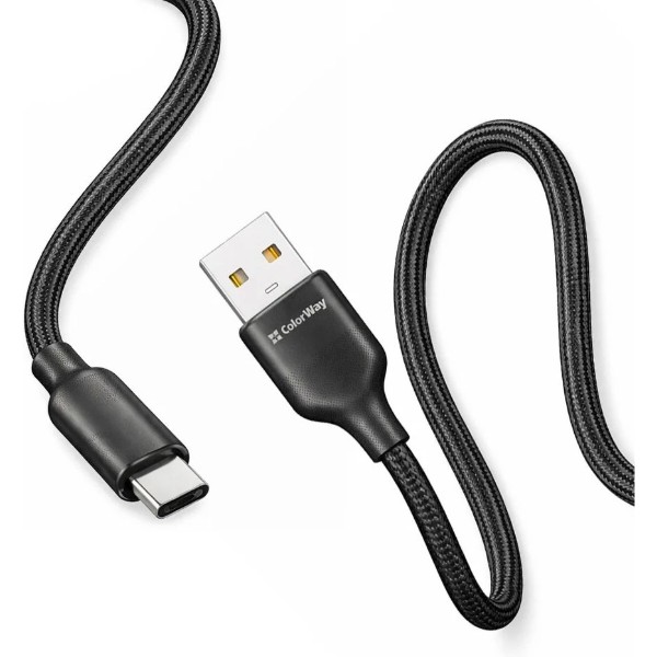 Фото - Кабель Colorway USB - Type-C (TPE embossed) 3А 1м Black (CW-CBUC101-BK)